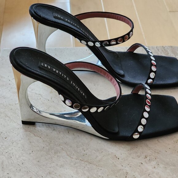 Les Petits Joueurs Mule Wedge Sandals Sz 40 - Picture 3 of 7